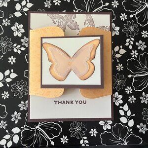Set of 5 Homemade Cards - Butterfly Thank You
